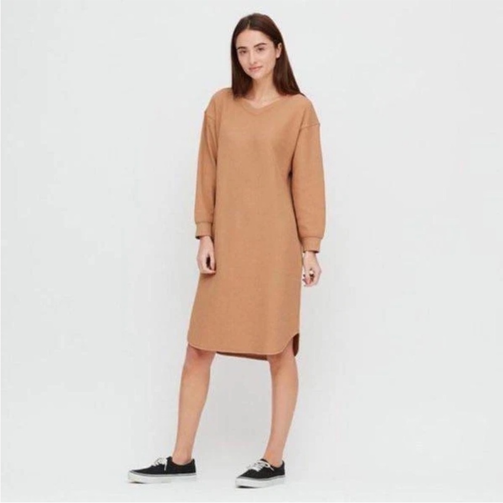 Uniqlo Camel Long Sleeve Dress